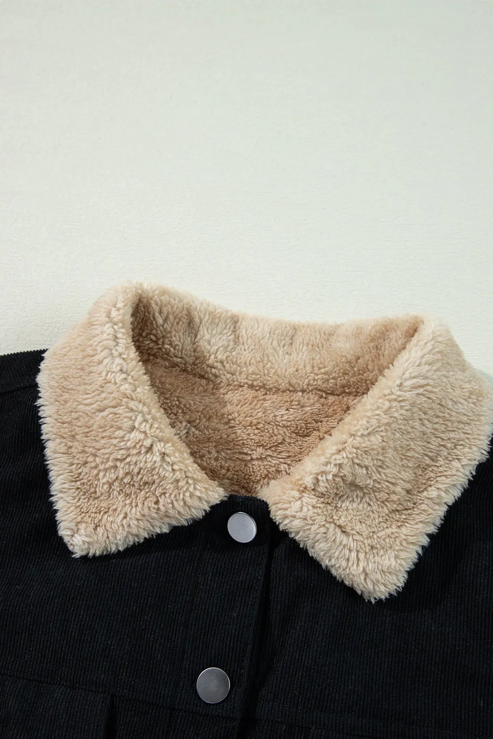 KaleaBoutique Fleece Lined Button-up Collared Corduroy Crop Jacket