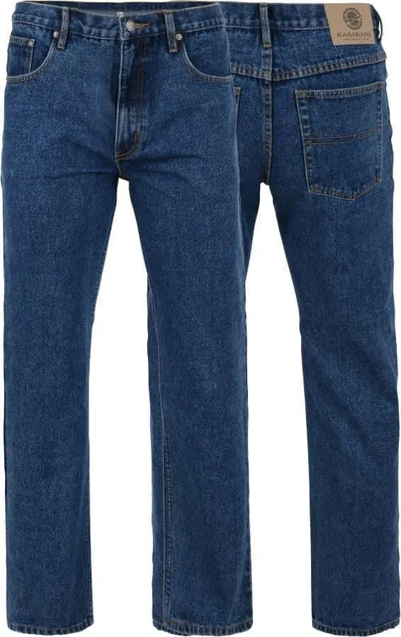 Kam Men's Regular Fit Stretch Jeans in Stonewash Waist Size 40" to 70"