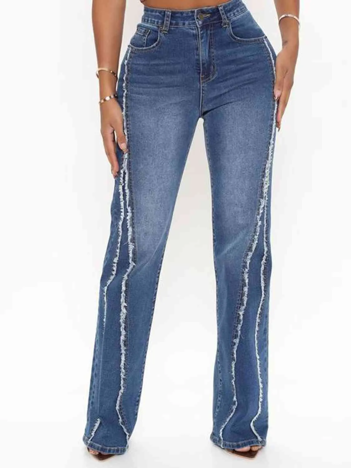 KHD Raw Hem High Waist Jeans