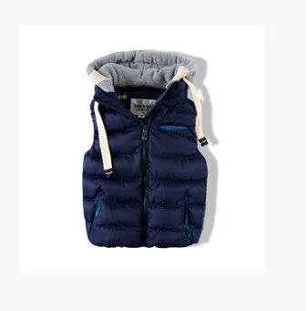 Kids Children Thickened Thermal Vest Boy Baby With A Removable Cap Cotton Vest,Fashion Vestatst0008,