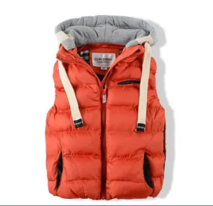 Kids Children Thickened Thermal Vest Boy Baby With A Removable Cap Cotton Vest,Fashion Vestatst0008,