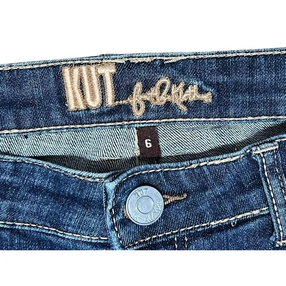 Kut From The Kloth Women Boot Cut Jeans Blue Size 6 Mid Rise Stretch Zipper