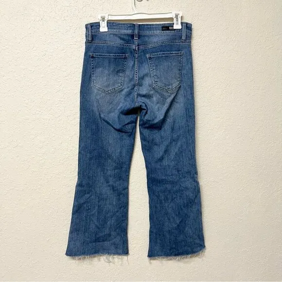 KUT From The Kloth Kelsey High Rise Ankle Flare Blue Jeans Size 6 Snap Button