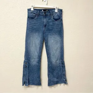 KUT From The Kloth Kelsey High Rise Ankle Flare Blue Jeans Size 6 Snap Button