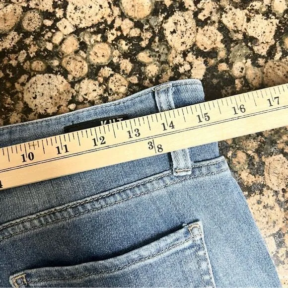 KUT From The Kloth Kelsey High Rise Ankle Flare Blue Jeans Size 6 Snap Button