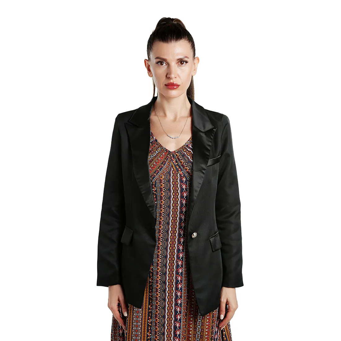 Lapel Collar Buttoned Blazer