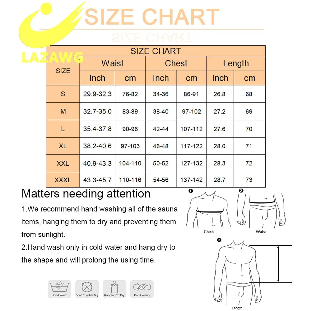 LAZAWG Men Hot Sweat Sauna  Waist Trainer Slimming  Body Shapers