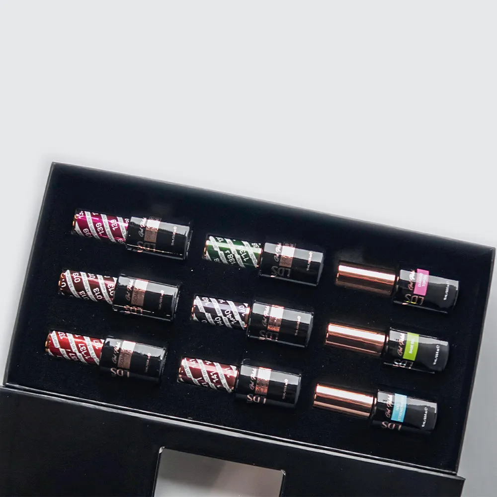 LDS Holiday Collection: 6 Healthy Gel Polishes, 1 Base Gel, 1 Top Gel, 1 Strengthener - BACKSTAGE SECRET - 137; 013; 139; 141; 140; 138