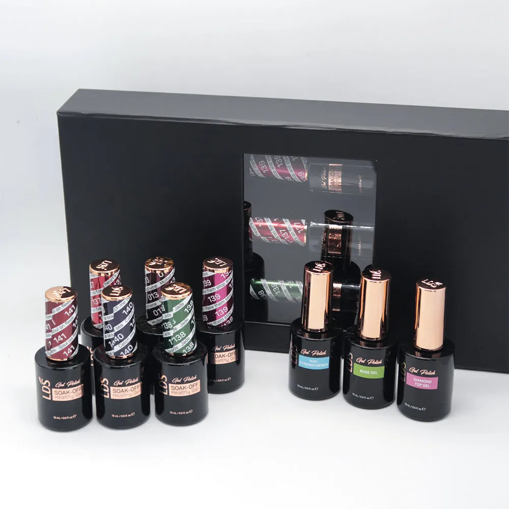 LDS Holiday Collection: 6 Healthy Gel Polishes, 1 Base Gel, 1 Top Gel, 1 Strengthener - BACKSTAGE SECRET - 137; 013; 139; 141; 140; 138