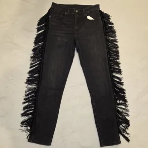 Levi's Fringe Trim High Rise Western Jeans Black Ankle Length Size 27