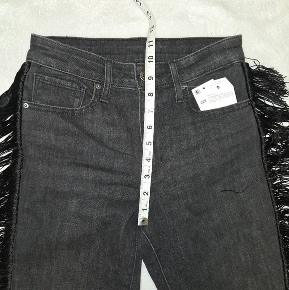 Levi's Fringe Trim High Rise Western Jeans Black Ankle Length Size 27