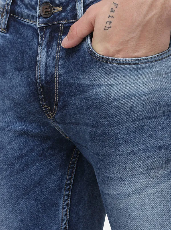 Light Blue Narrow Fit Solid Jeans | Greenfibre