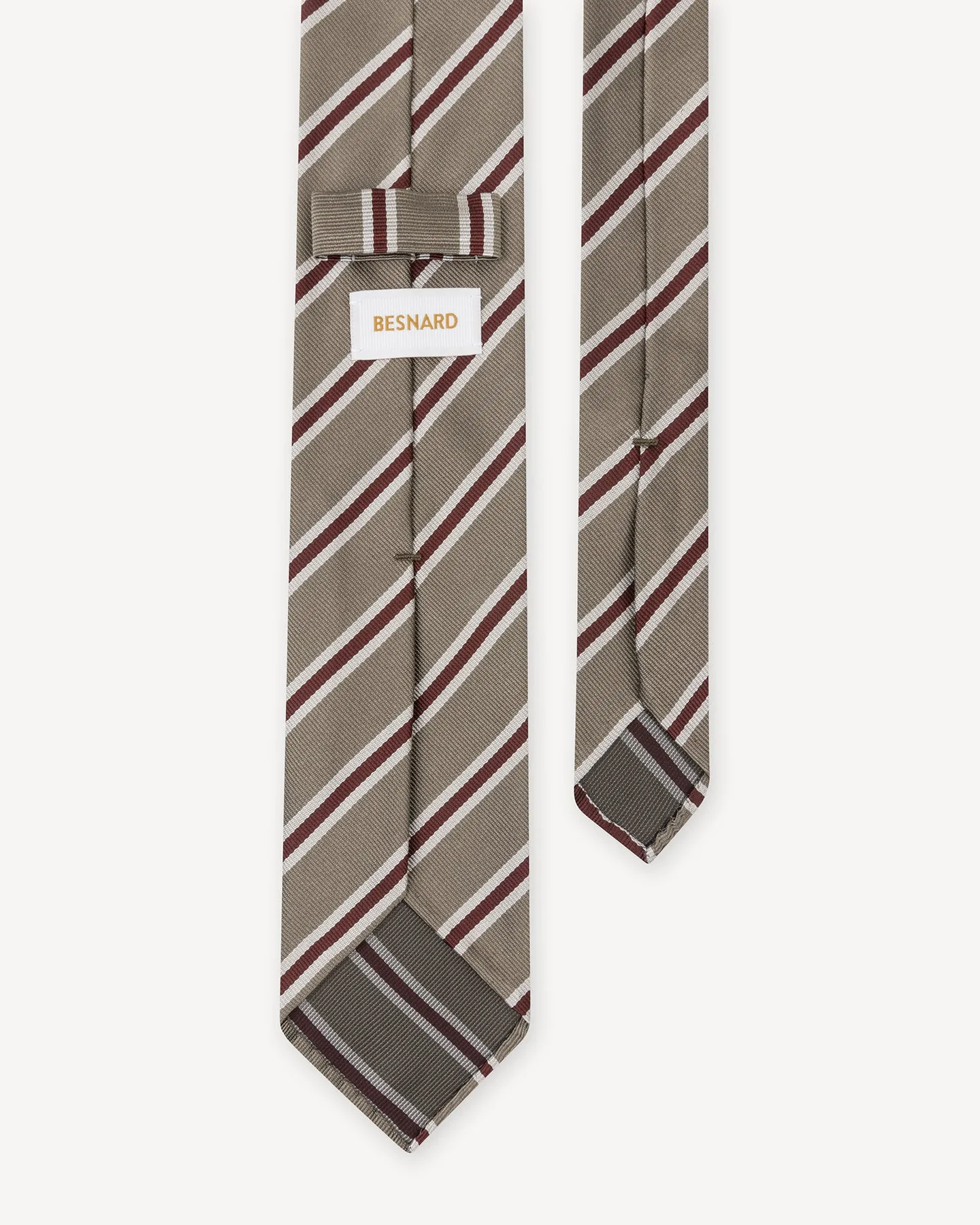 Light Green Tan and Red Regimental Stripe Repp Tie