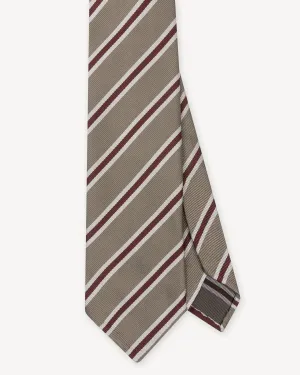 Light Green Tan and Red Regimental Stripe Repp Tie