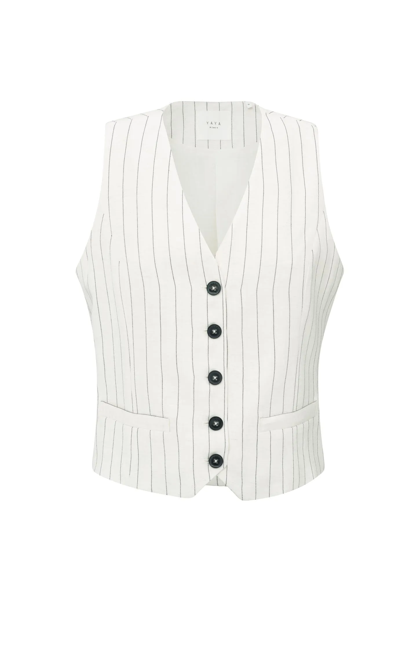 Linen blend gilet with pinstripe pattern