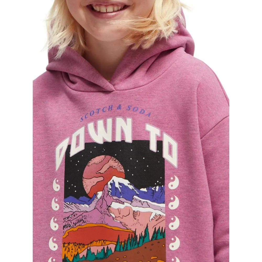 Loose-Fit Artwork Hoodie - Orchid Melange