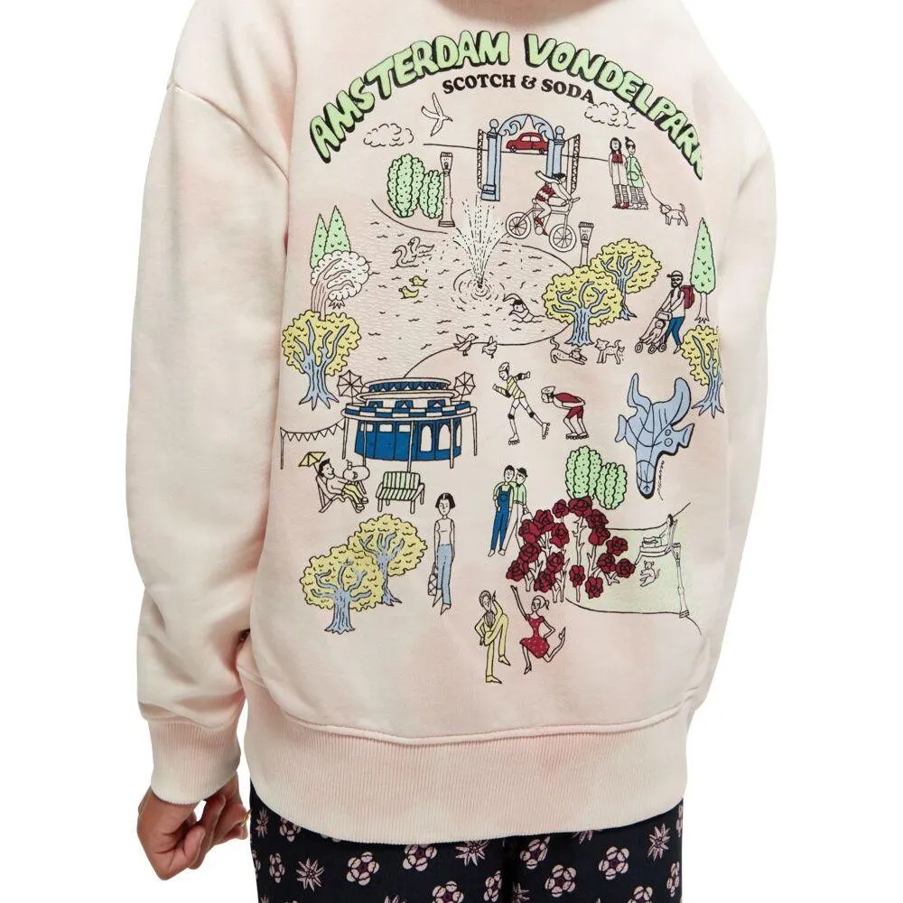 Loose Fit Tie-Dye Artwork Hoodie - Apple Blossom