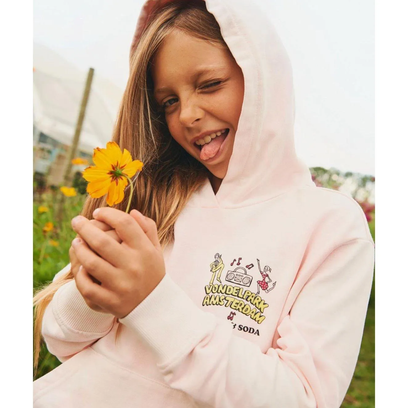 Loose Fit Tie-Dye Artwork Hoodie - Apple Blossom