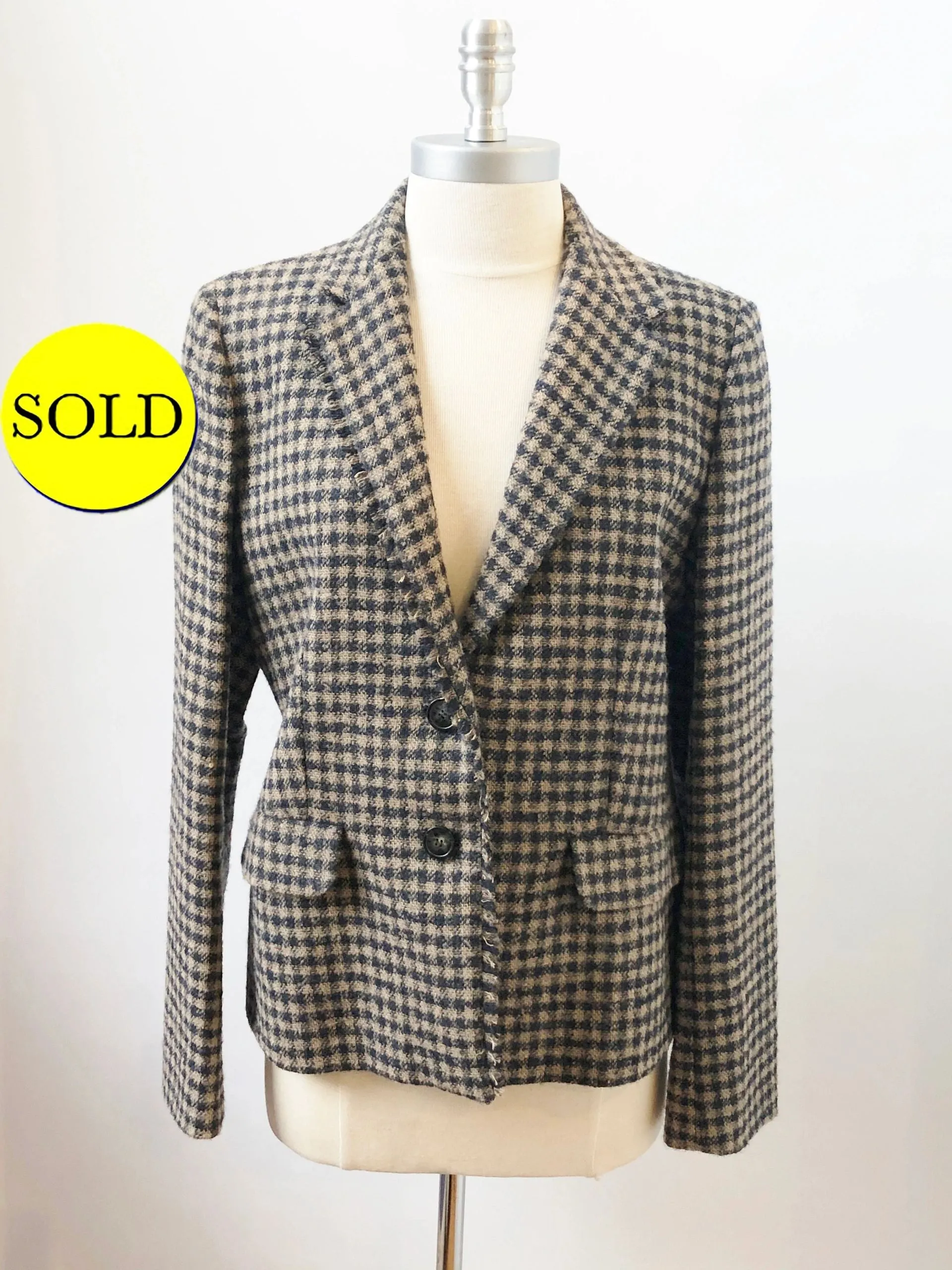 Max Mara Weekend Houndstooth Fringe Blazer Size 14