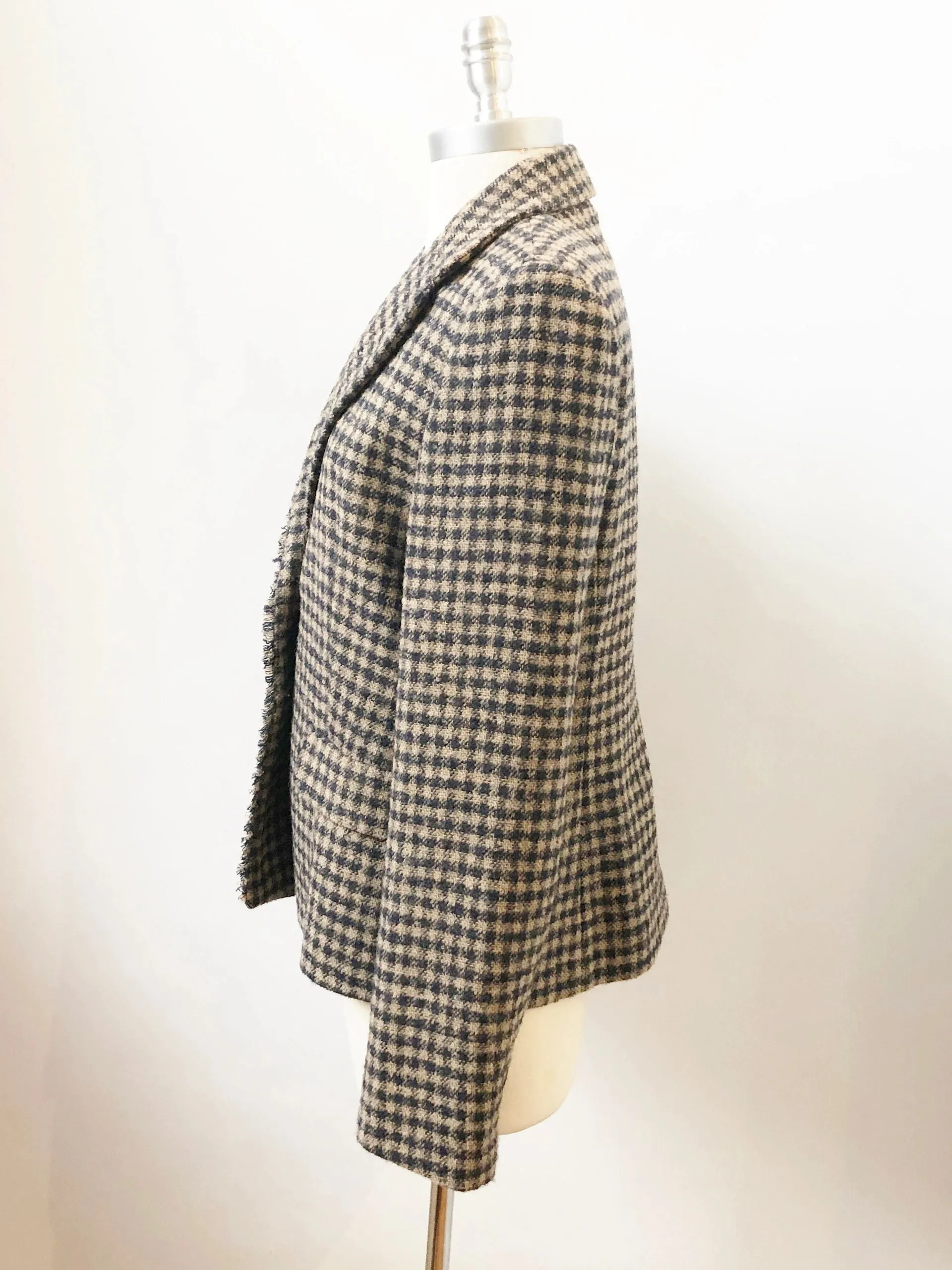 Max Mara Weekend Houndstooth Fringe Blazer Size 14