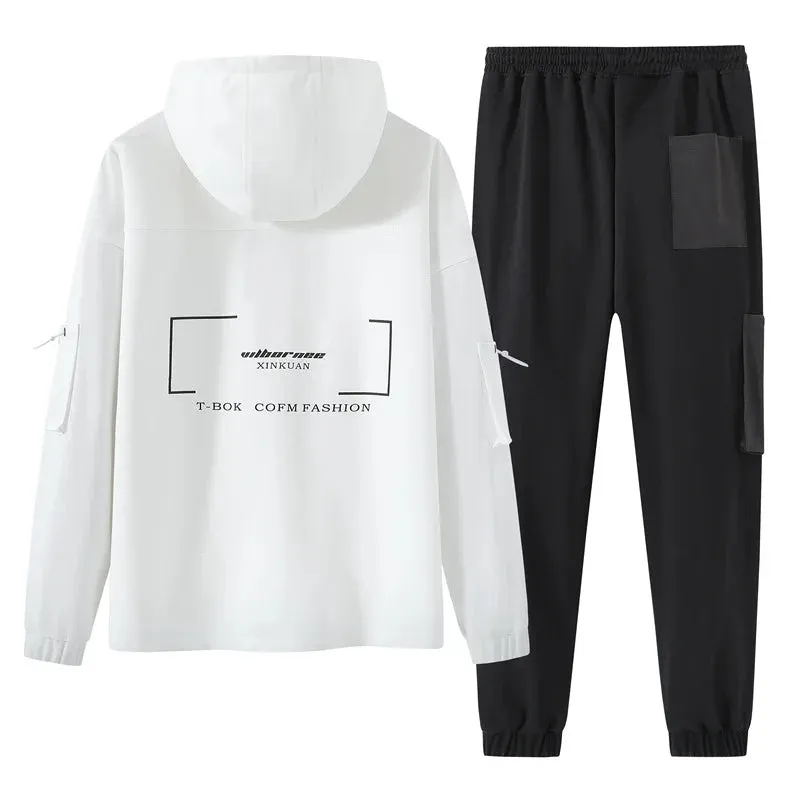 Men Loose Sweatshirt  Adjustable Pockets