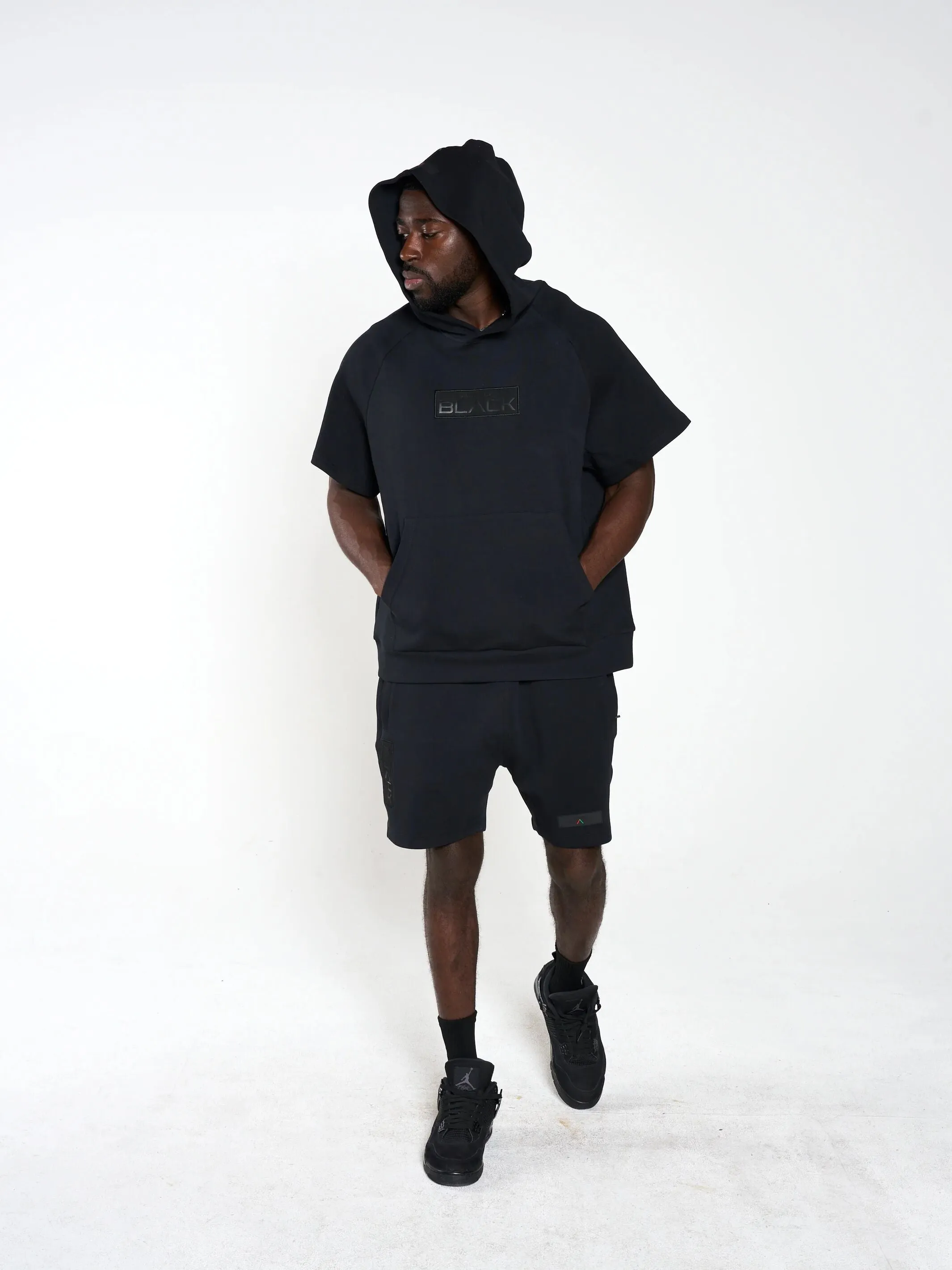 Men's Embossed Patch Mid Sleeve Hoodie