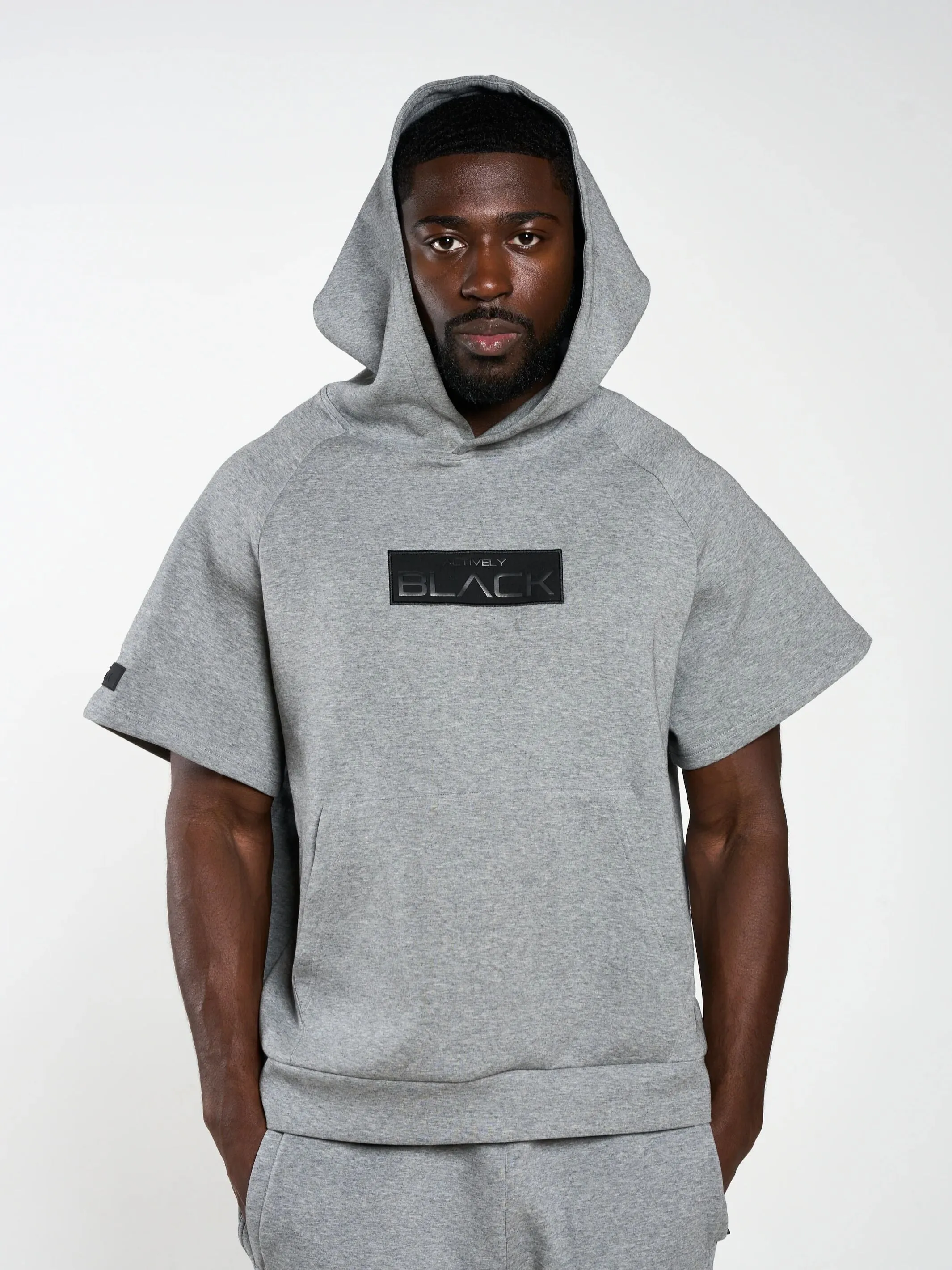 Men's Embossed Patch Mid Sleeve Hoodie