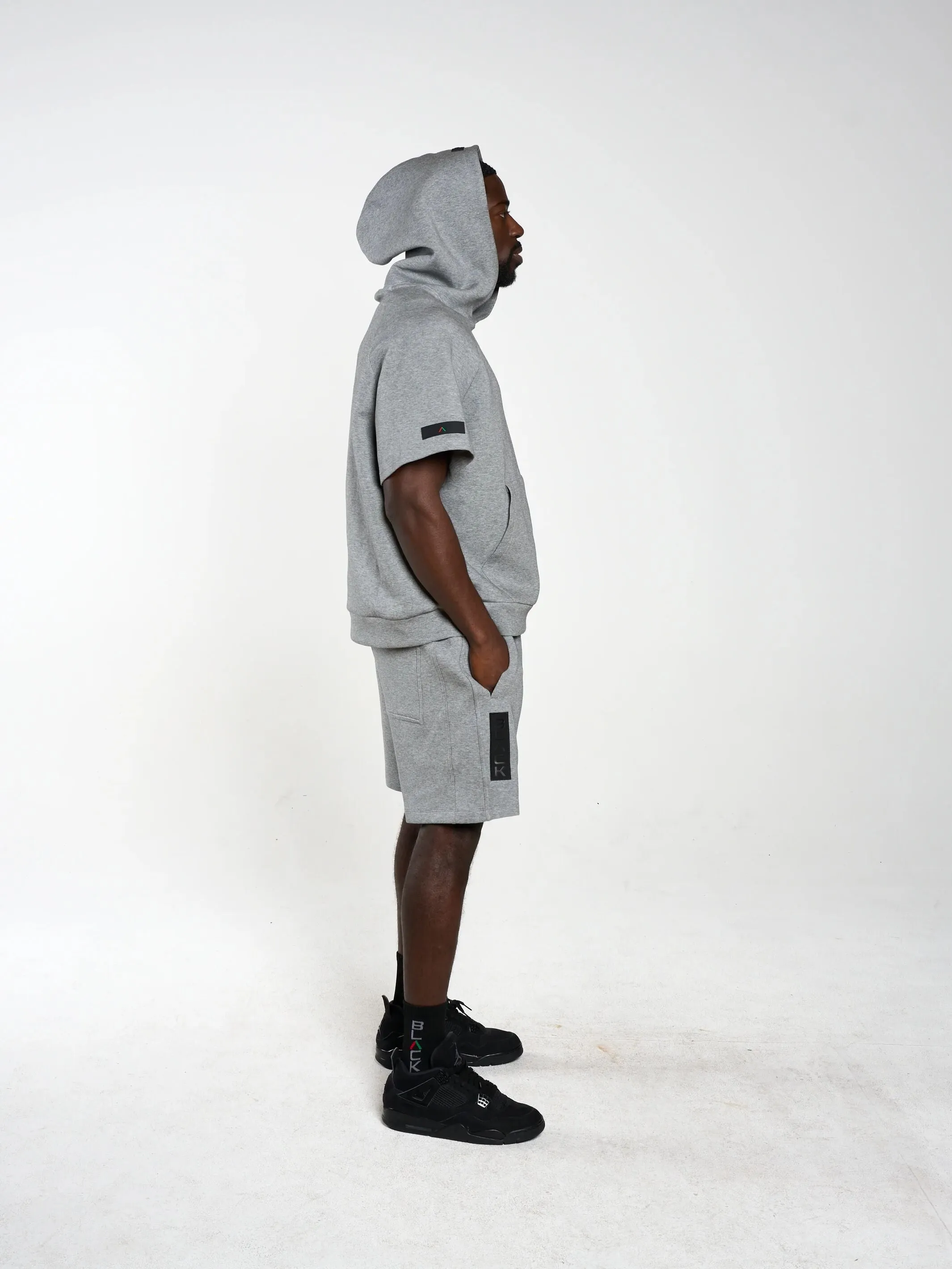 Men's Embossed Patch Mid Sleeve Hoodie