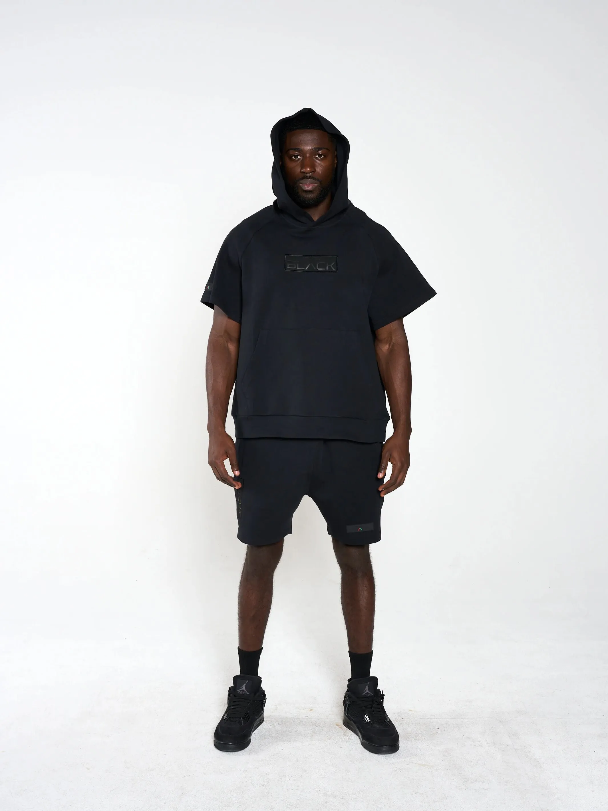Men's Embossed Patch Mid Sleeve Hoodie