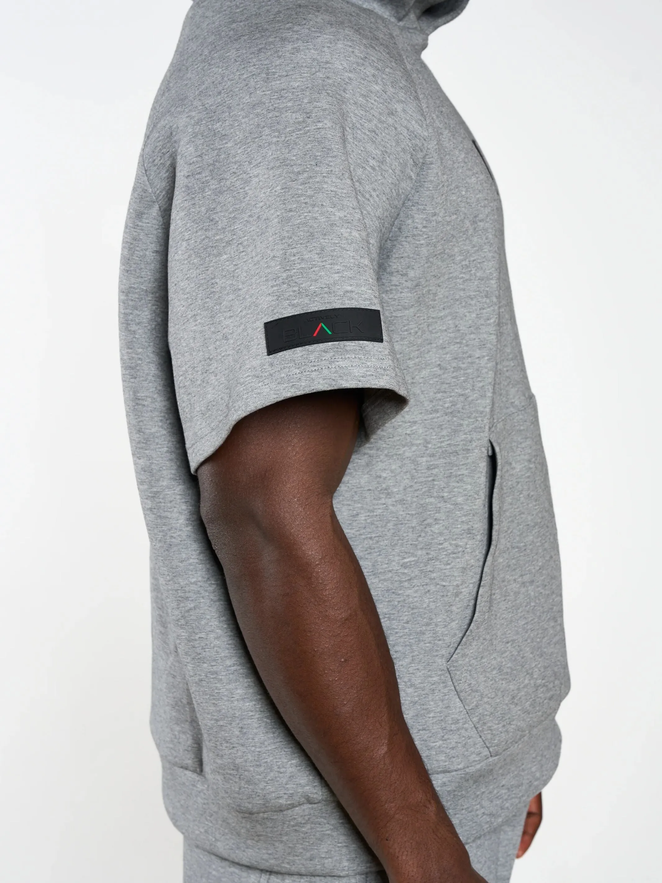 Men's Embossed Patch Mid Sleeve Hoodie