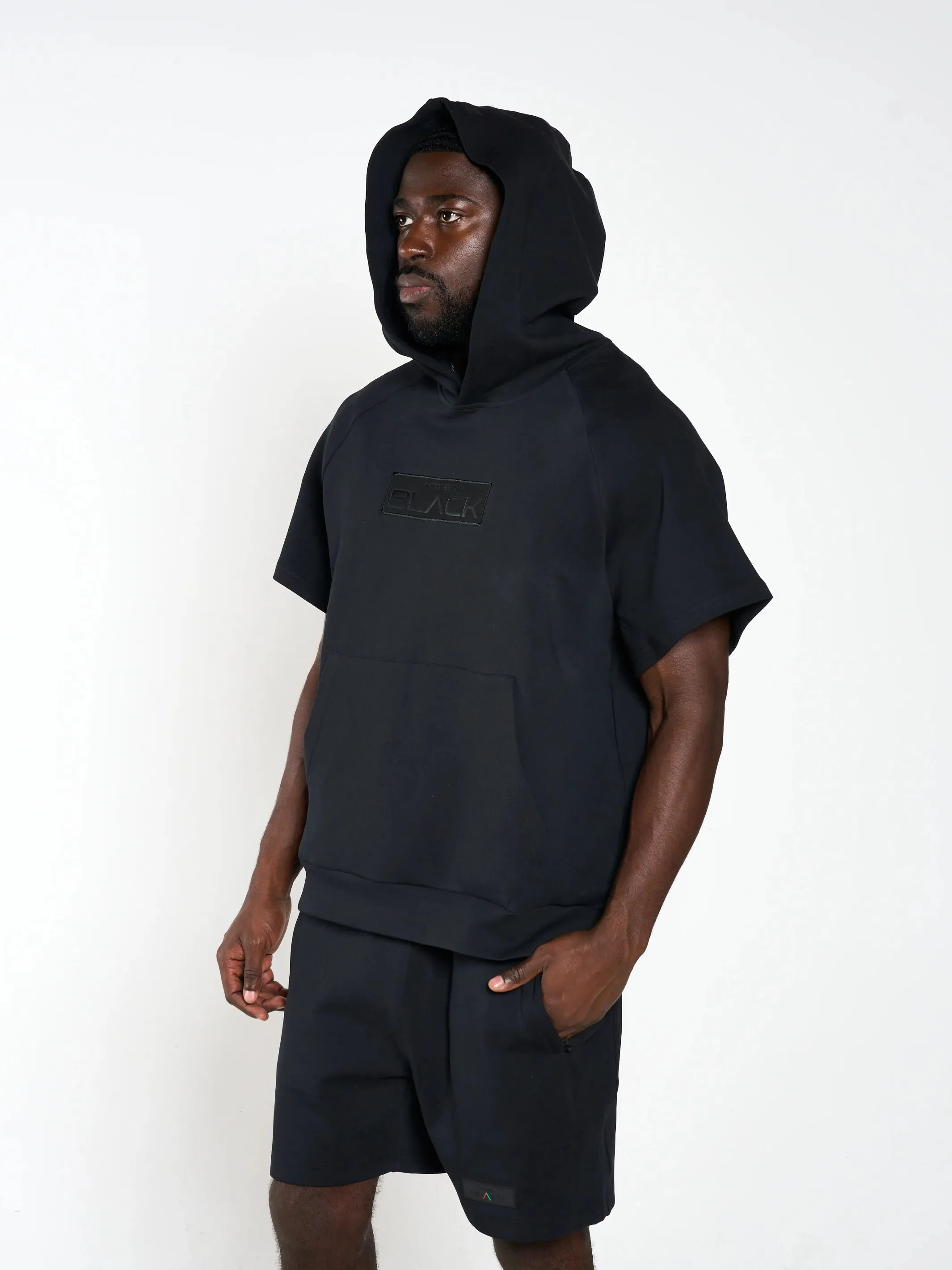 Men's Embossed Patch Mid Sleeve Hoodie