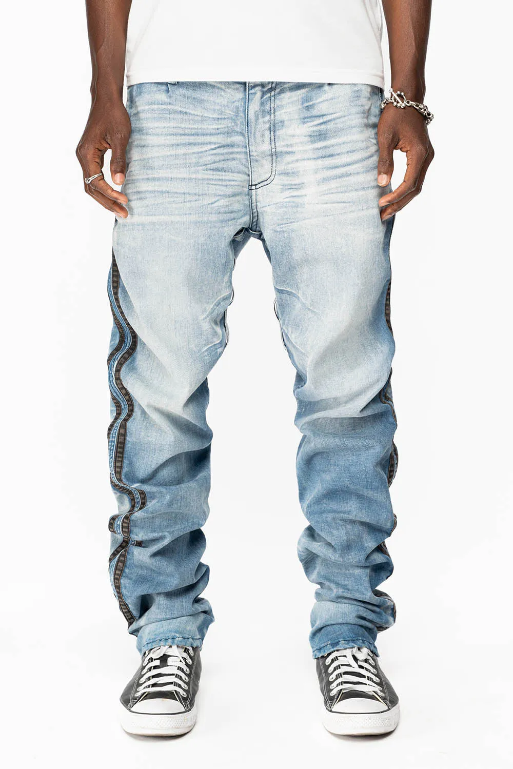 MENS LIMITED EDITION WARRIOR MILITARY JEAN- PANTS IN BLUE OMAHA LIGHT WASH