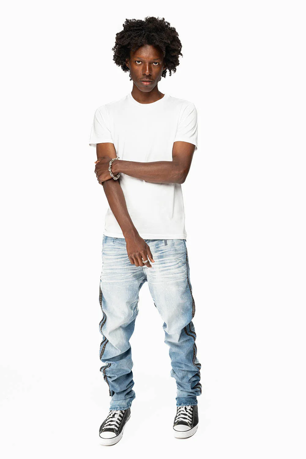 MENS LIMITED EDITION WARRIOR MILITARY JEAN- PANTS IN BLUE OMAHA LIGHT WASH