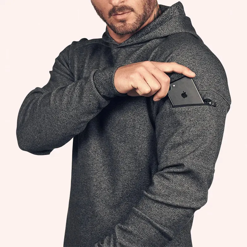 Men's Loose Black Hoodies - Running Sports Pullover, Autumn New Hooded Sweatshirt, Solid Color Hoodie for Men
