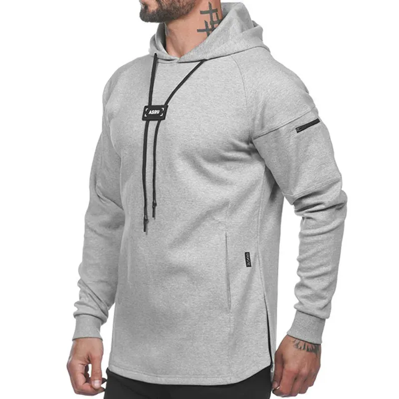 Men's Loose Black Hoodies - Running Sports Pullover, Autumn New Hooded Sweatshirt, Solid Color Hoodie for Men