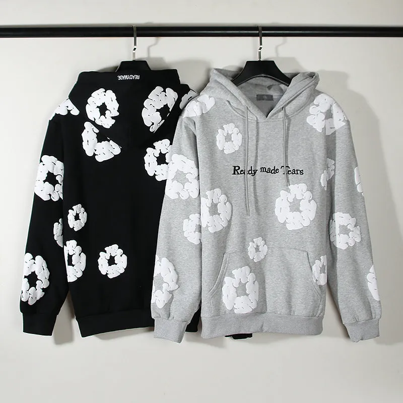 Men's Pure Cotton Three-Dimensional Foam Printed Hoodie. (Order One Size Up)