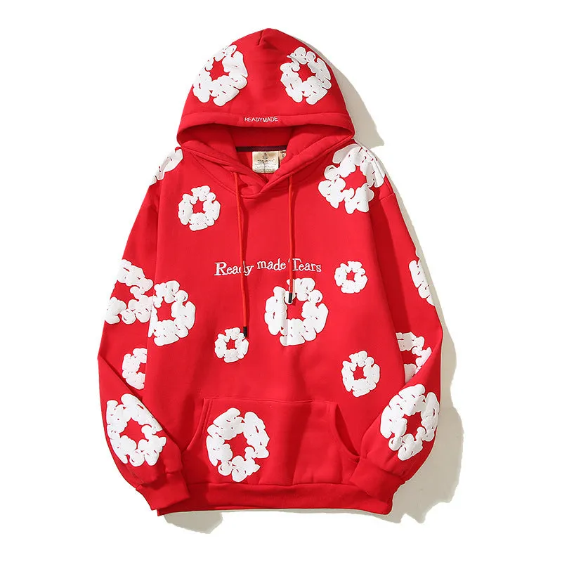 Men's Pure Cotton Three-Dimensional Foam Printed Hoodie. (Order One Size Up)