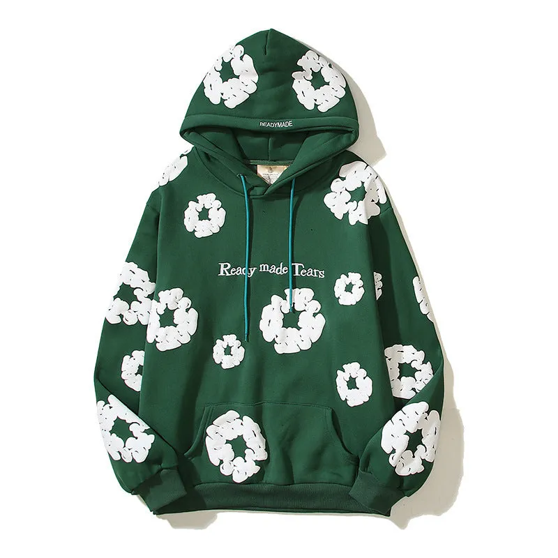 Men's Pure Cotton Three-Dimensional Foam Printed Hoodie. (Order One Size Up)