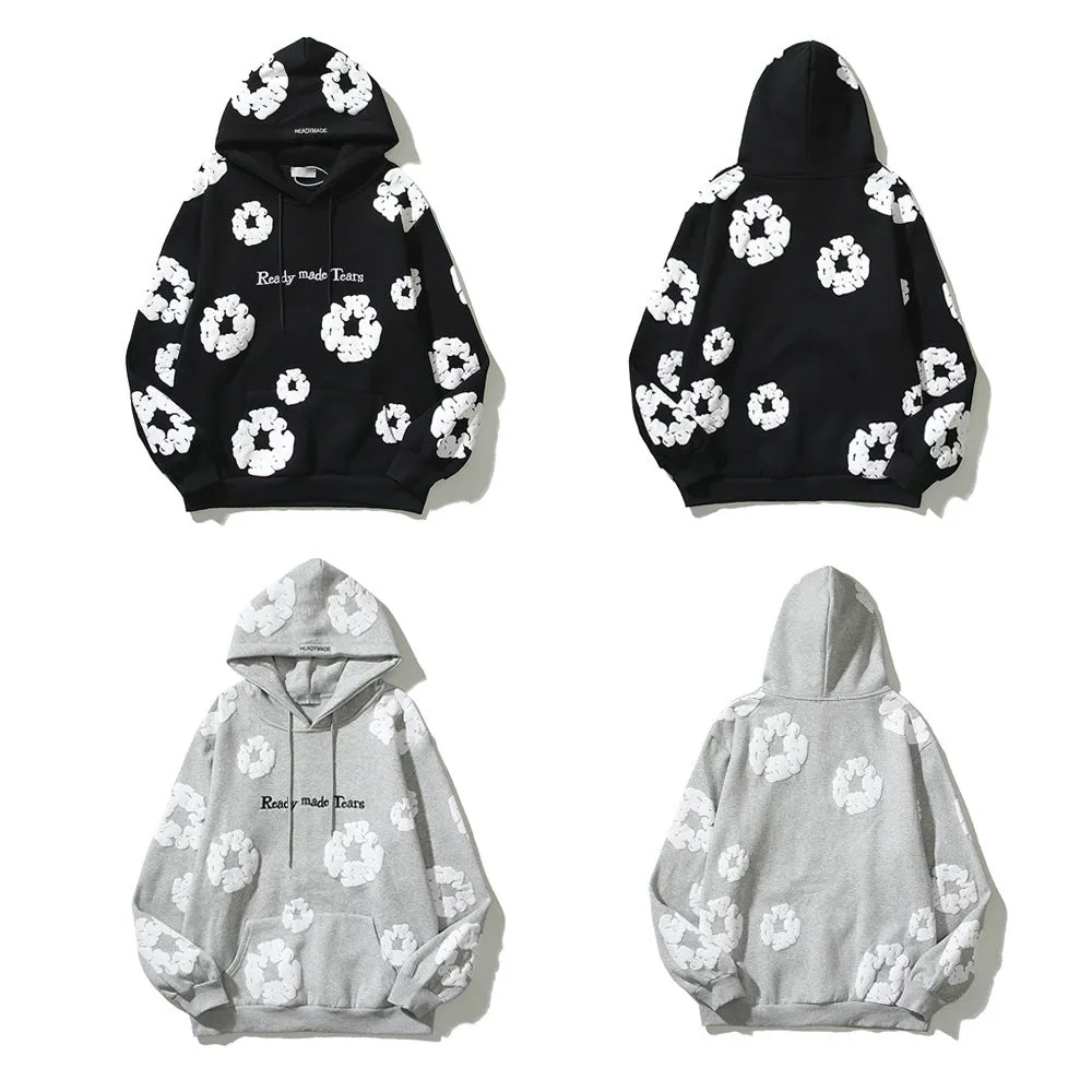 Men's Pure Cotton Three-Dimensional Foam Printed Hoodie. (Order One Size Up)