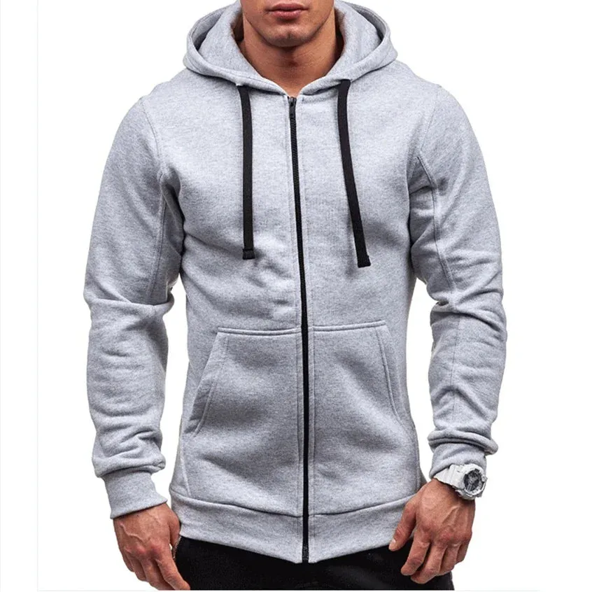 Men's Solid Color Zip Hoodies & Sweatshirts