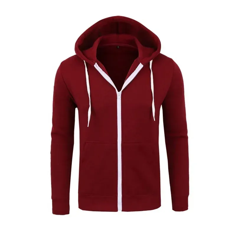 Men's Solid Color Zip Hoodies & Sweatshirts