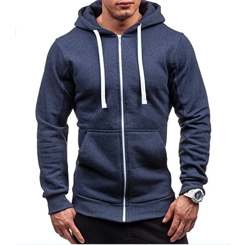 Men's Solid Color Zip Hoodies & Sweatshirts