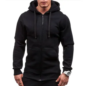 Men's Solid Color Zip Hoodies & Sweatshirts