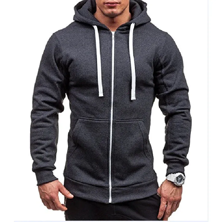 Men's Solid Color Zip Hoodies & Sweatshirts