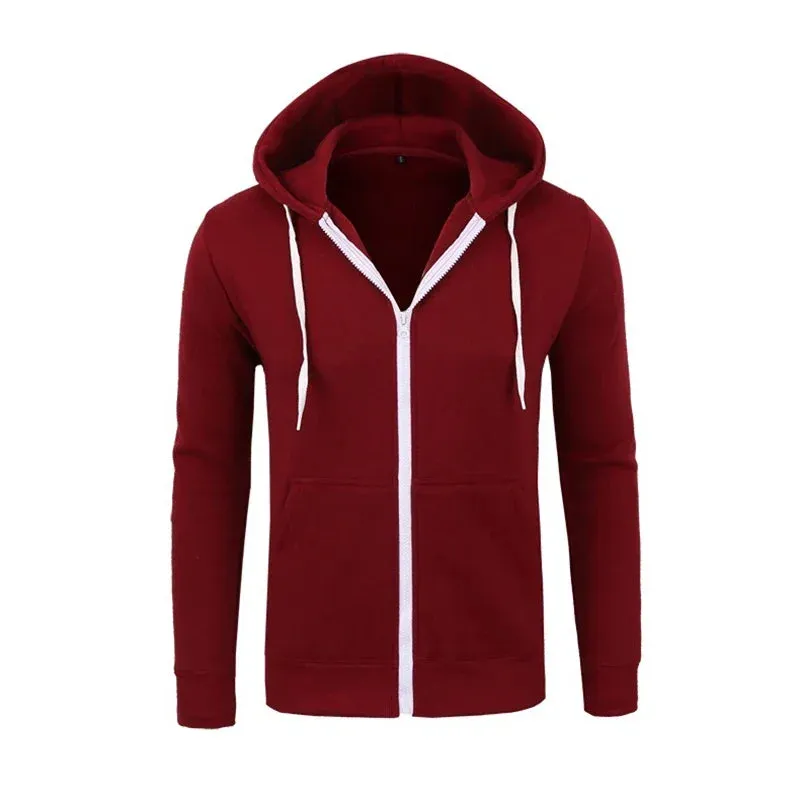 Men's Solid Color Zip Hoodies & Sweatshirts