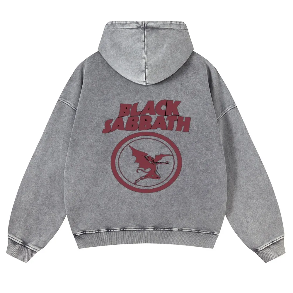 Mens Vintage Black Sabbath Rock Band Hoodies