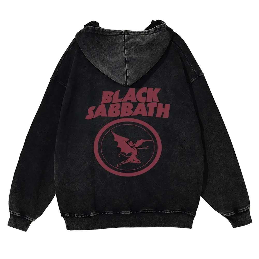 Mens Vintage Black Sabbath Rock Band Hoodies