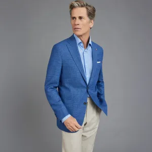Mid-Blue Neat Hampton Contemporary Fit Unconstructed Sport Jacket - Jack Victor