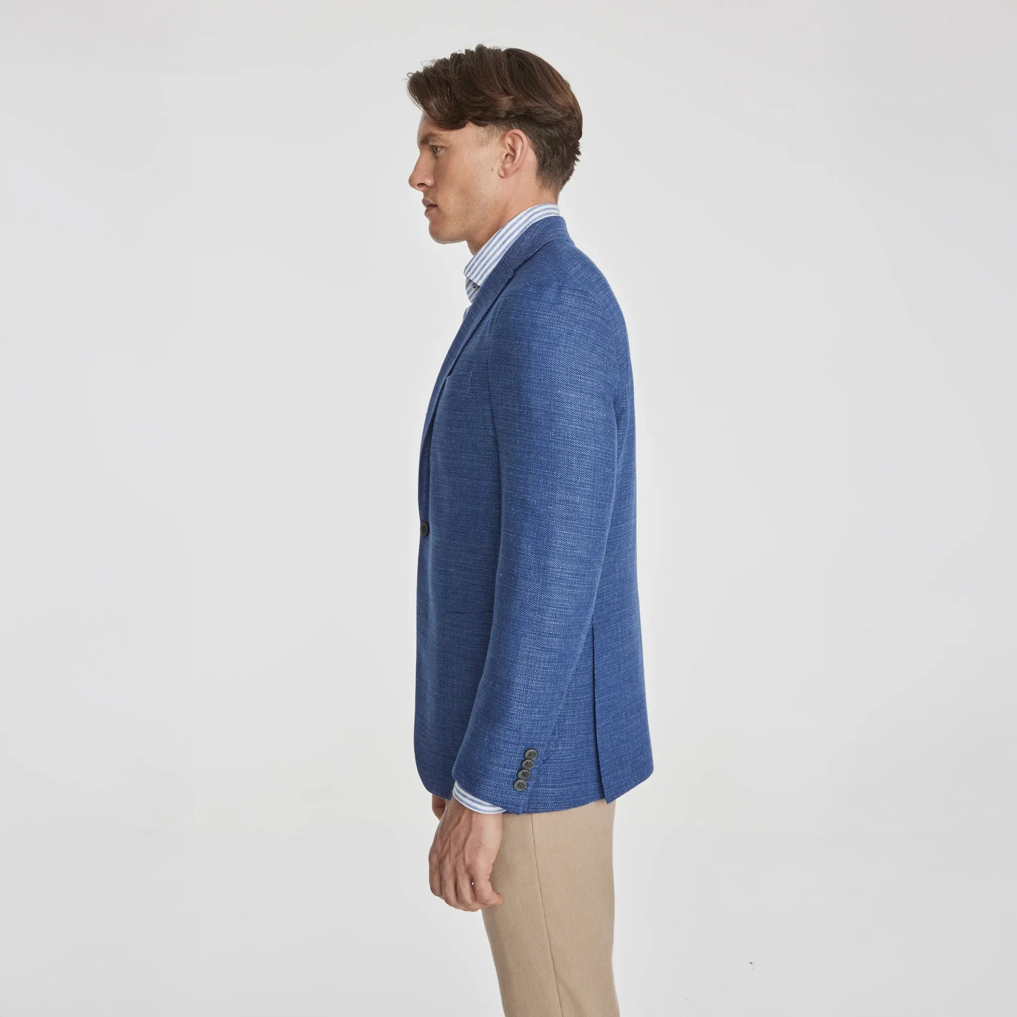 Mid-Blue Neat Hampton Contemporary Fit Unconstructed Sport Jacket - Jack Victor