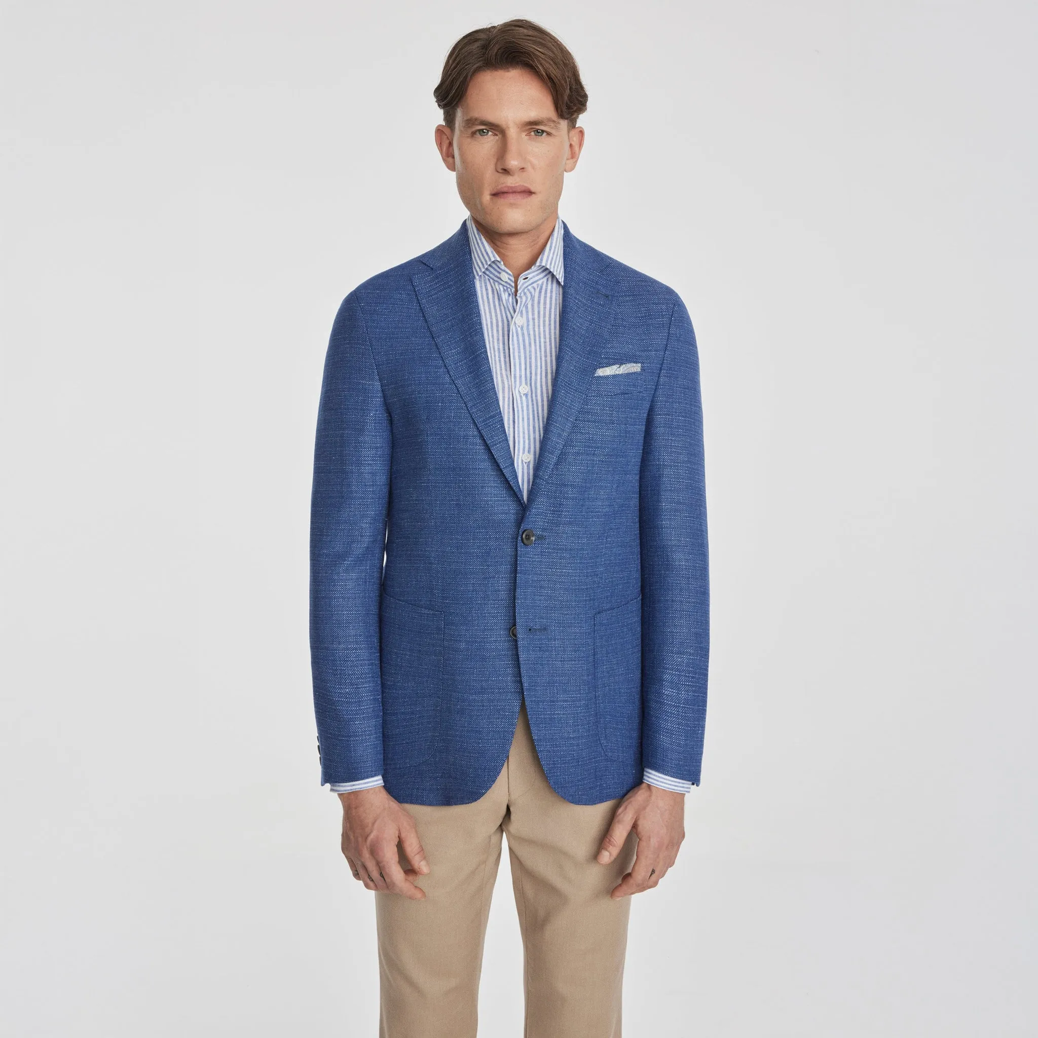 Mid-Blue Neat Hampton Contemporary Fit Unconstructed Sport Jacket - Jack Victor